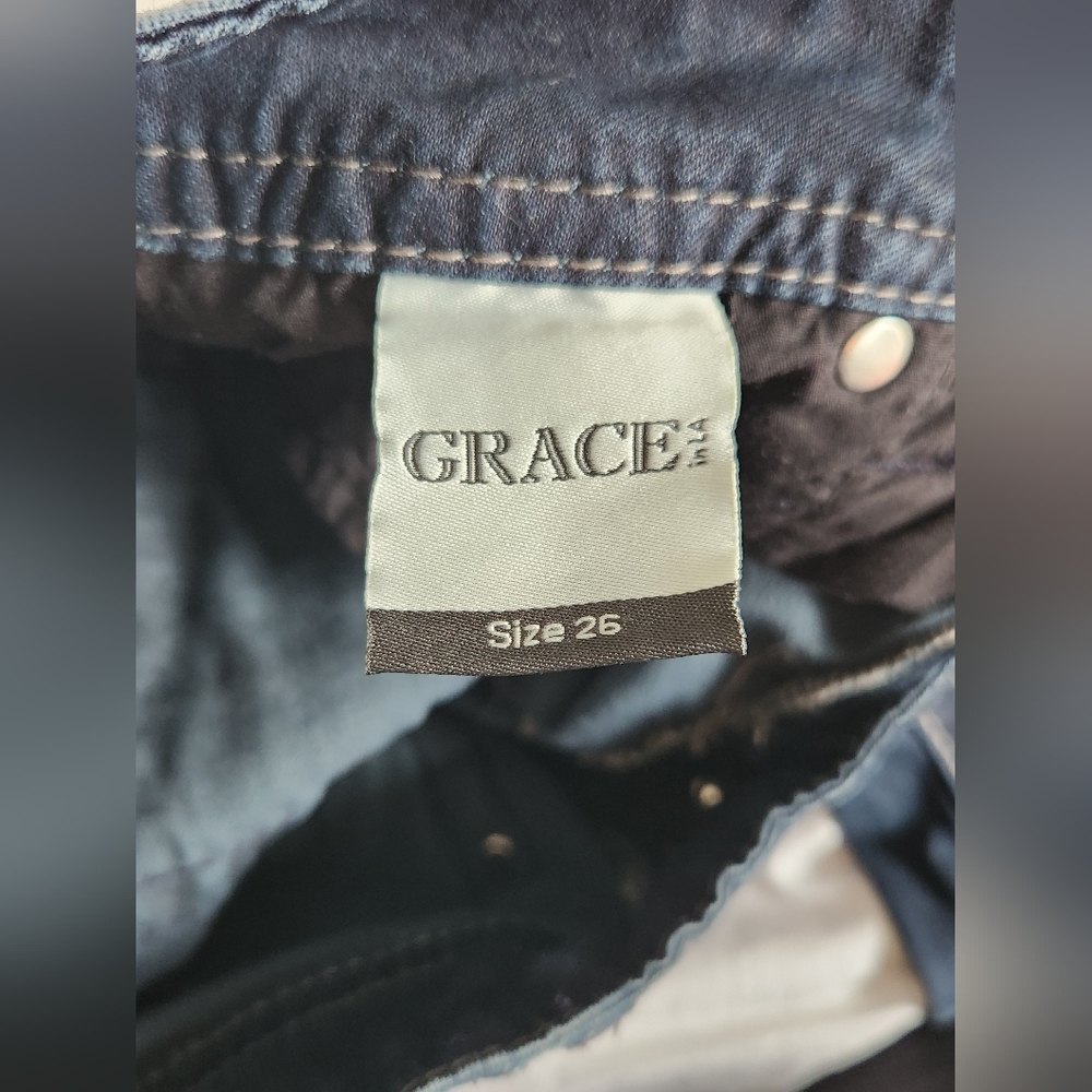 Grace In LA Dark Blue Boot Cut Jeans Size 26 SKU F20 - Picture 5 of 6